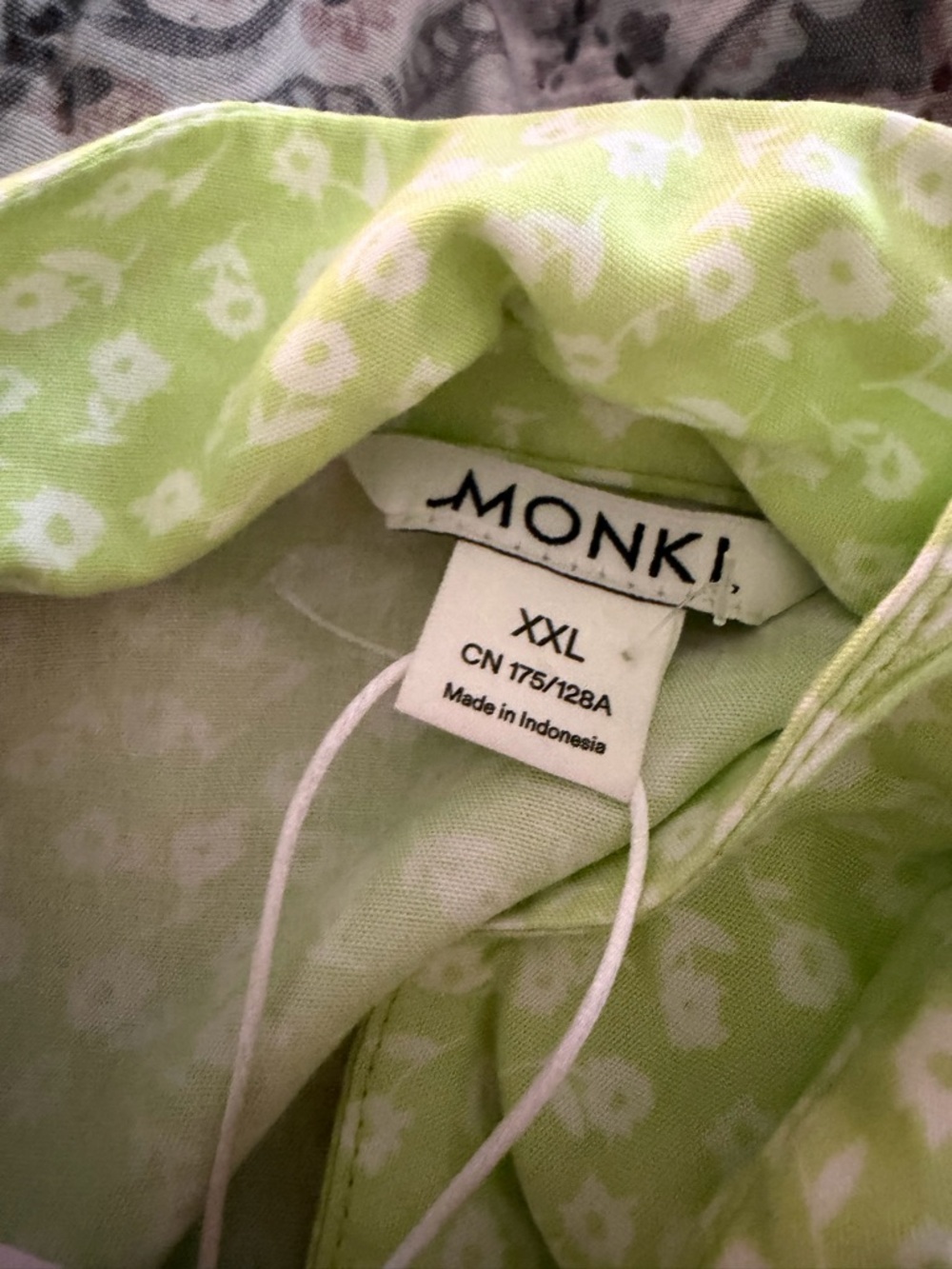 ASOS MONKI Lime Floral Button Mini Dress XXL Casual Belted Shirt Dress NWT - Picture 9 of 10